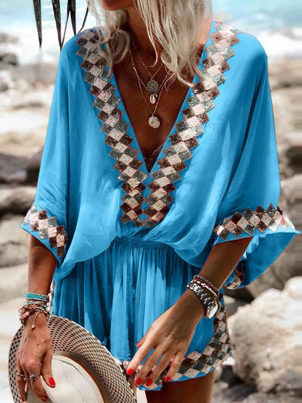 Polyester Printed Kimono - Women's in orange
