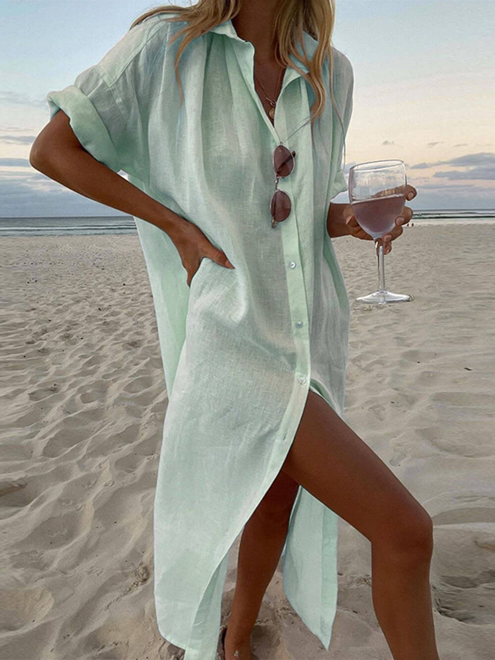 Concept Simple Shirt Dress - Women's in pink