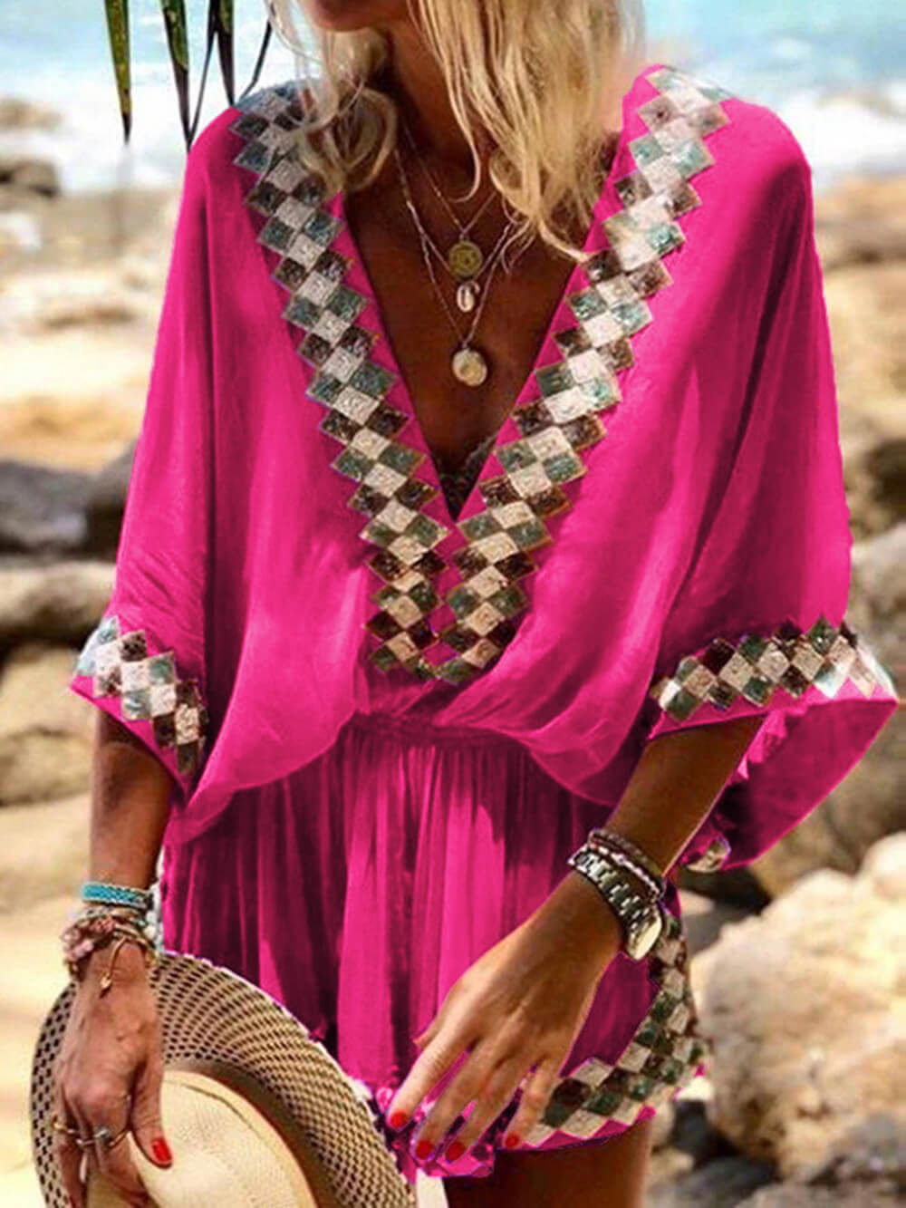Polyester Printed Kimono - Women's in orange