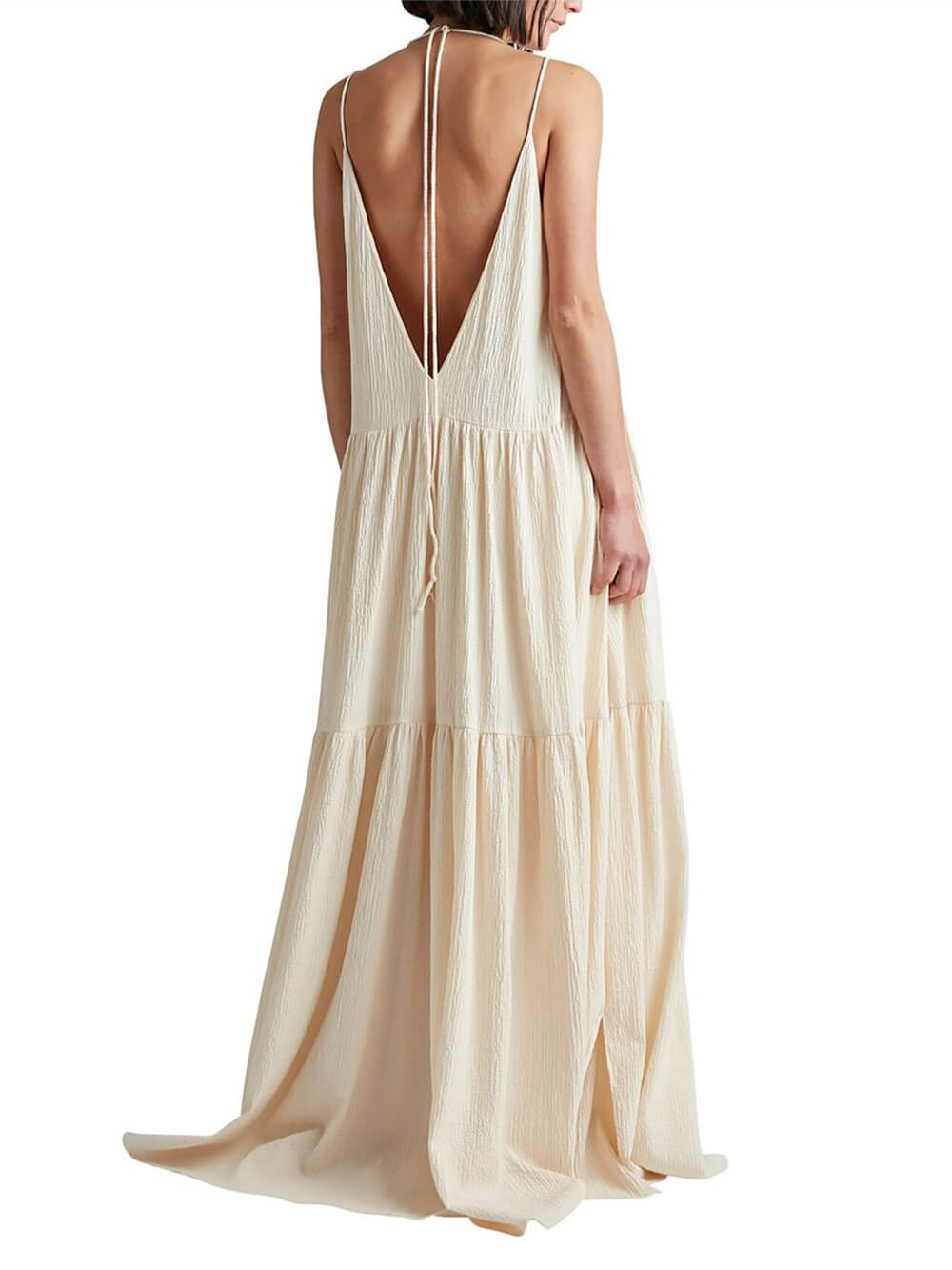 Polyester Maxi Dress - Women's in beige