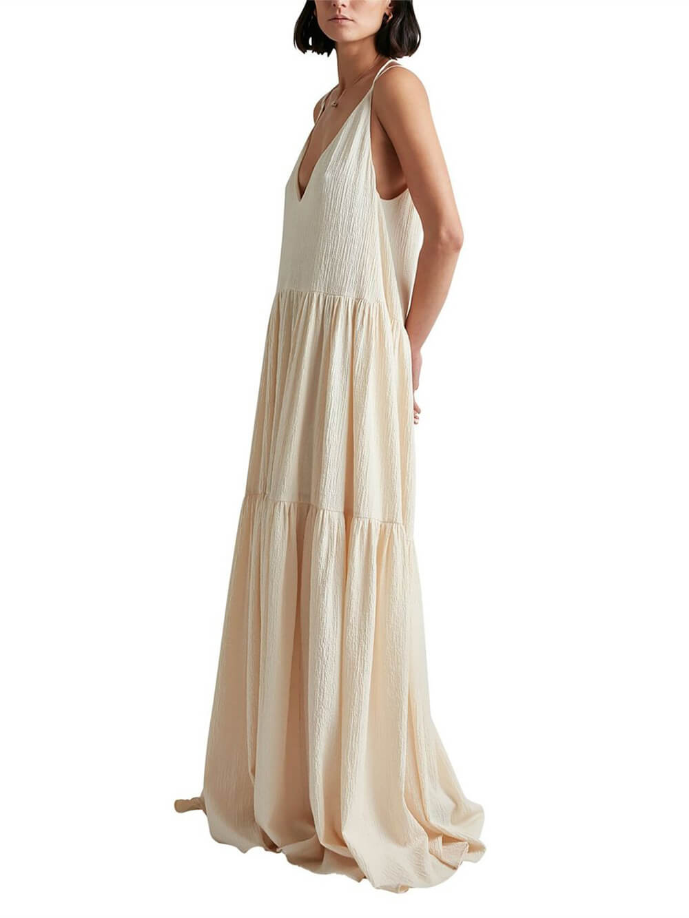 Polyester Maxi Dress - Women's in beige