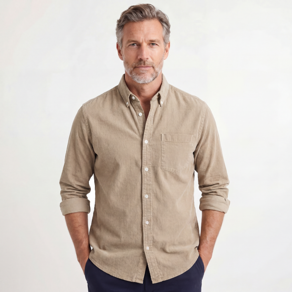 Kensington Chest-Pocket Linen Shirt - Unisex in gray