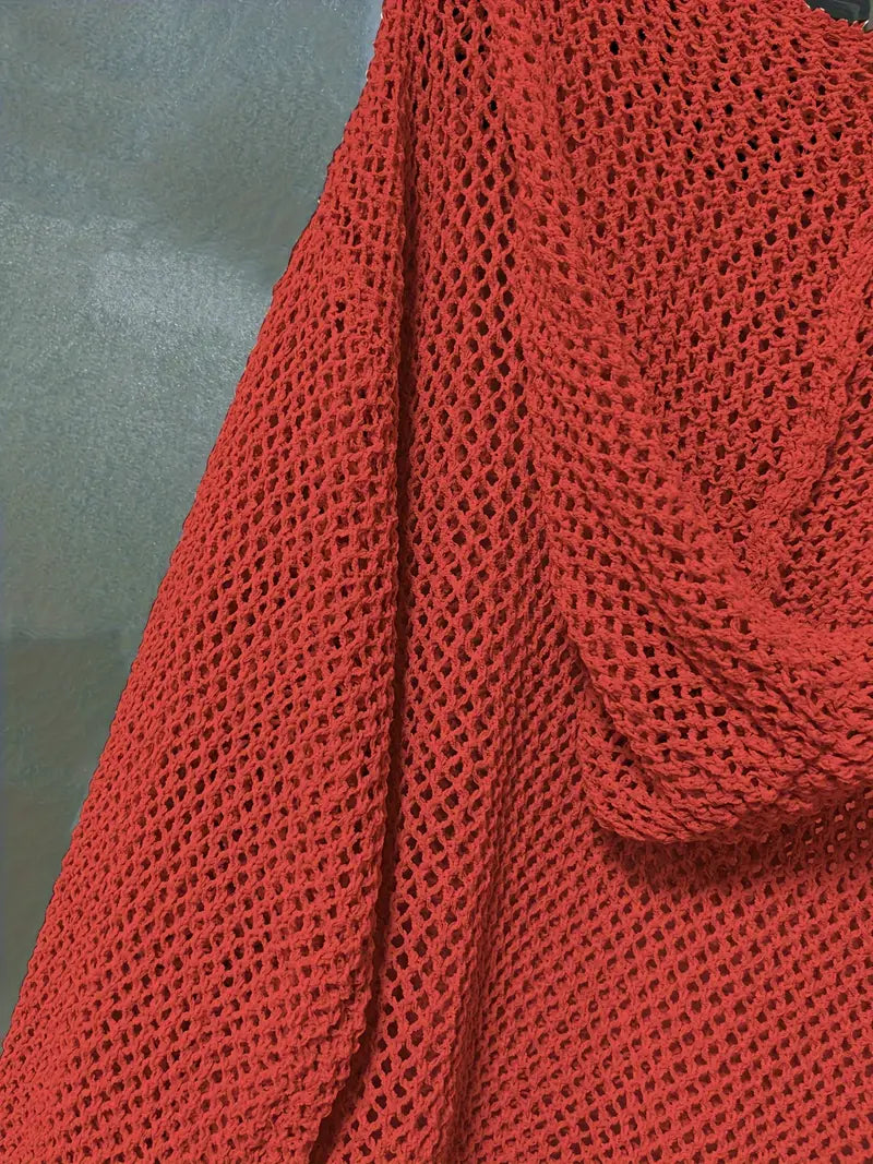 Lana Hooded Knit Sweater - Unisex in red