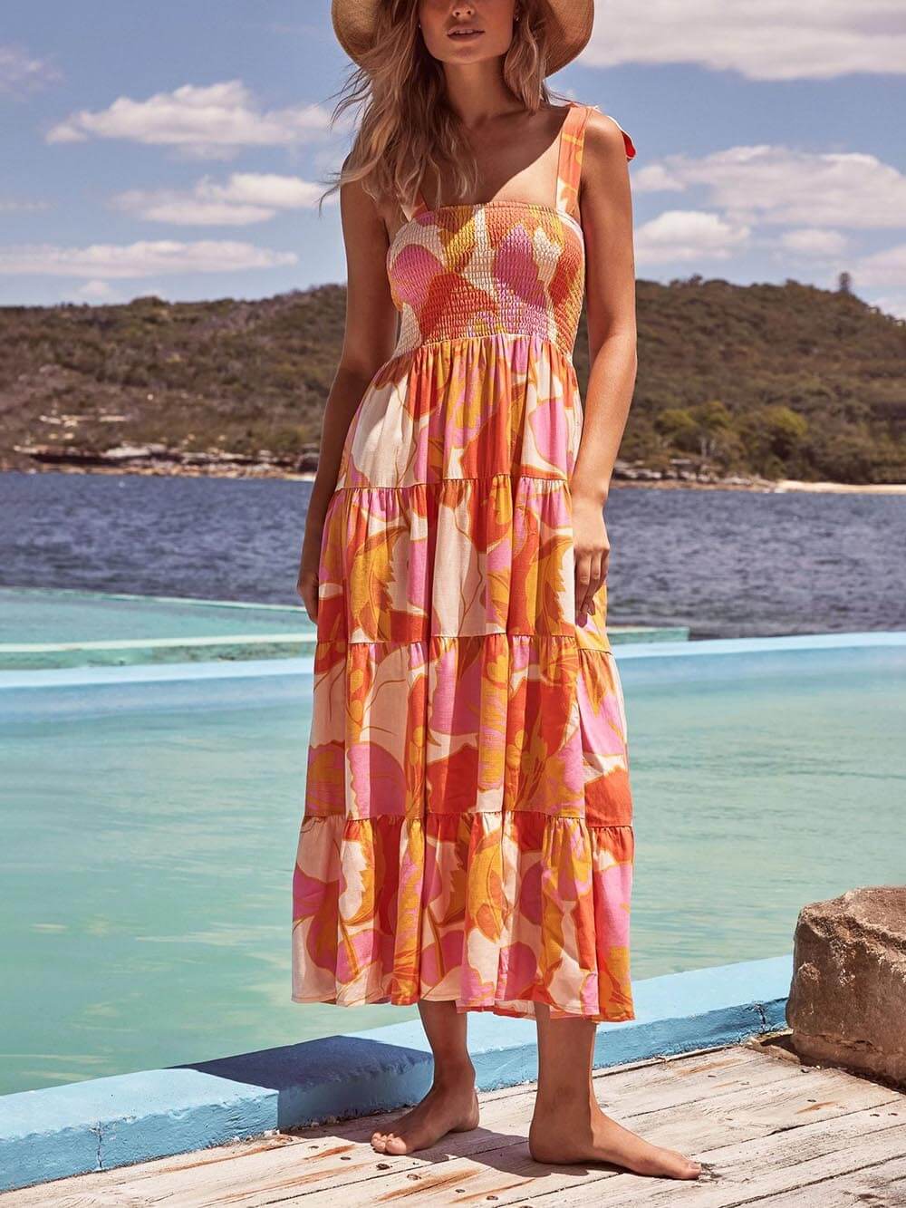 Sleeveless Pleated Dress - Women's in yellow