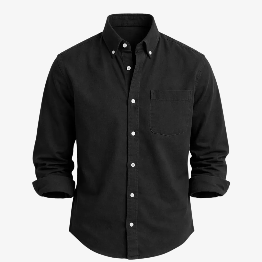 Kensington Chest-Pocket Linen Shirt - Unisex in black