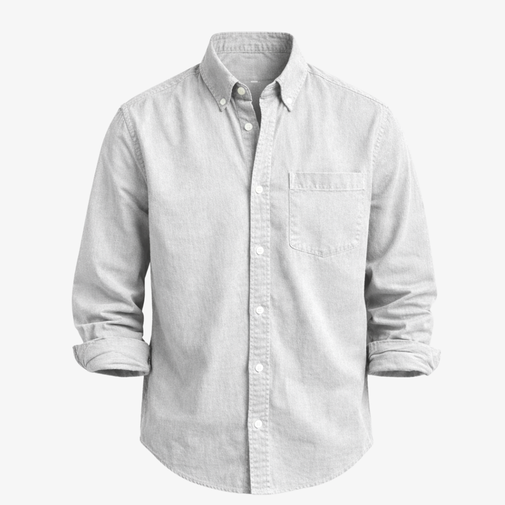 Kensington Chest-Pocket Linen Shirt - Unisex in gray