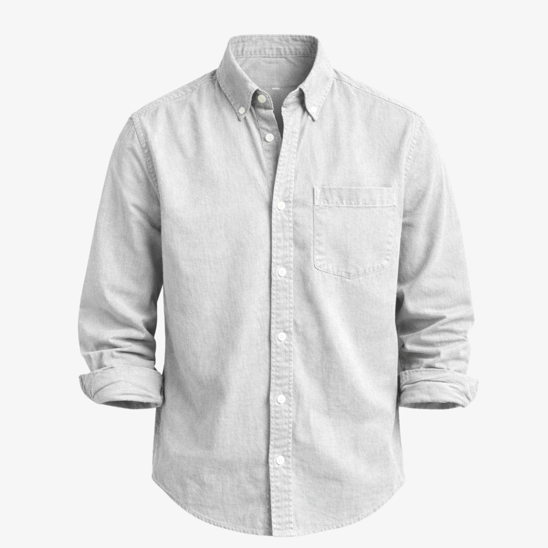 Kensington Chest-Pocket Linen Shirt - Unisex in gray