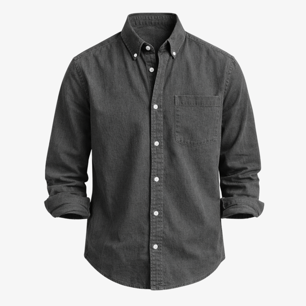 Kensington Chest-Pocket Linen Shirt - Unisex in black