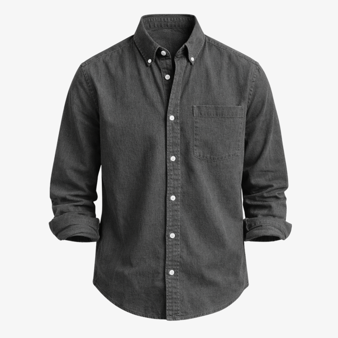 Kensington Chest-Pocket Linen Shirt - Unisex in black