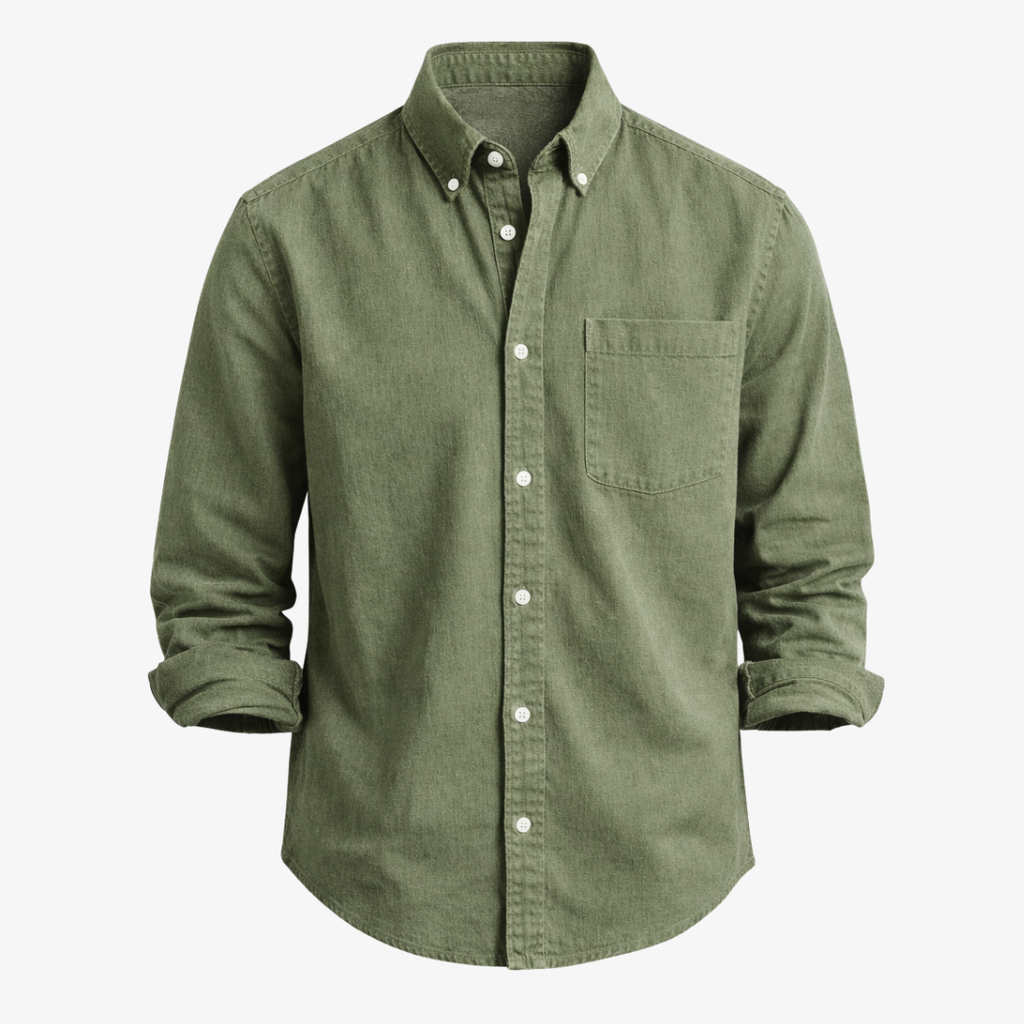 Kensington Chest-Pocket Linen Shirt - Unisex in blue