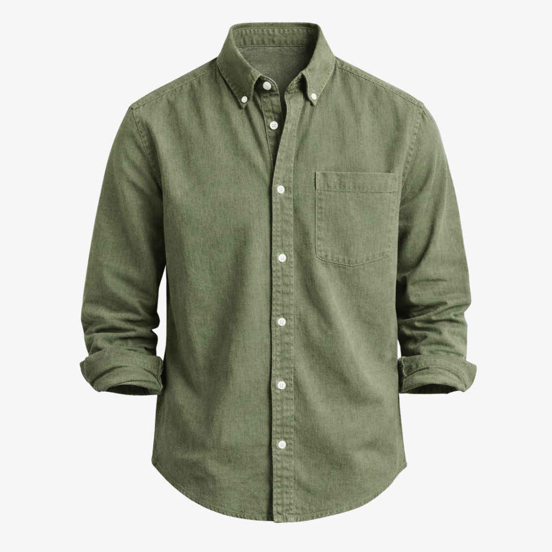Kensington Chest-Pocket Linen Shirt - Unisex in blue
