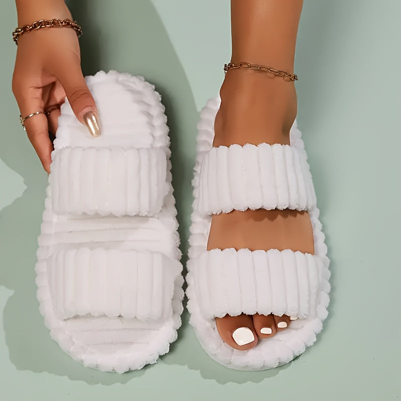 Mila Plush Slippers - Unisex in white