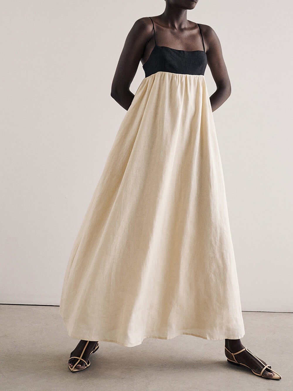 Polyester Black Maxi Dress - Women's in ivory