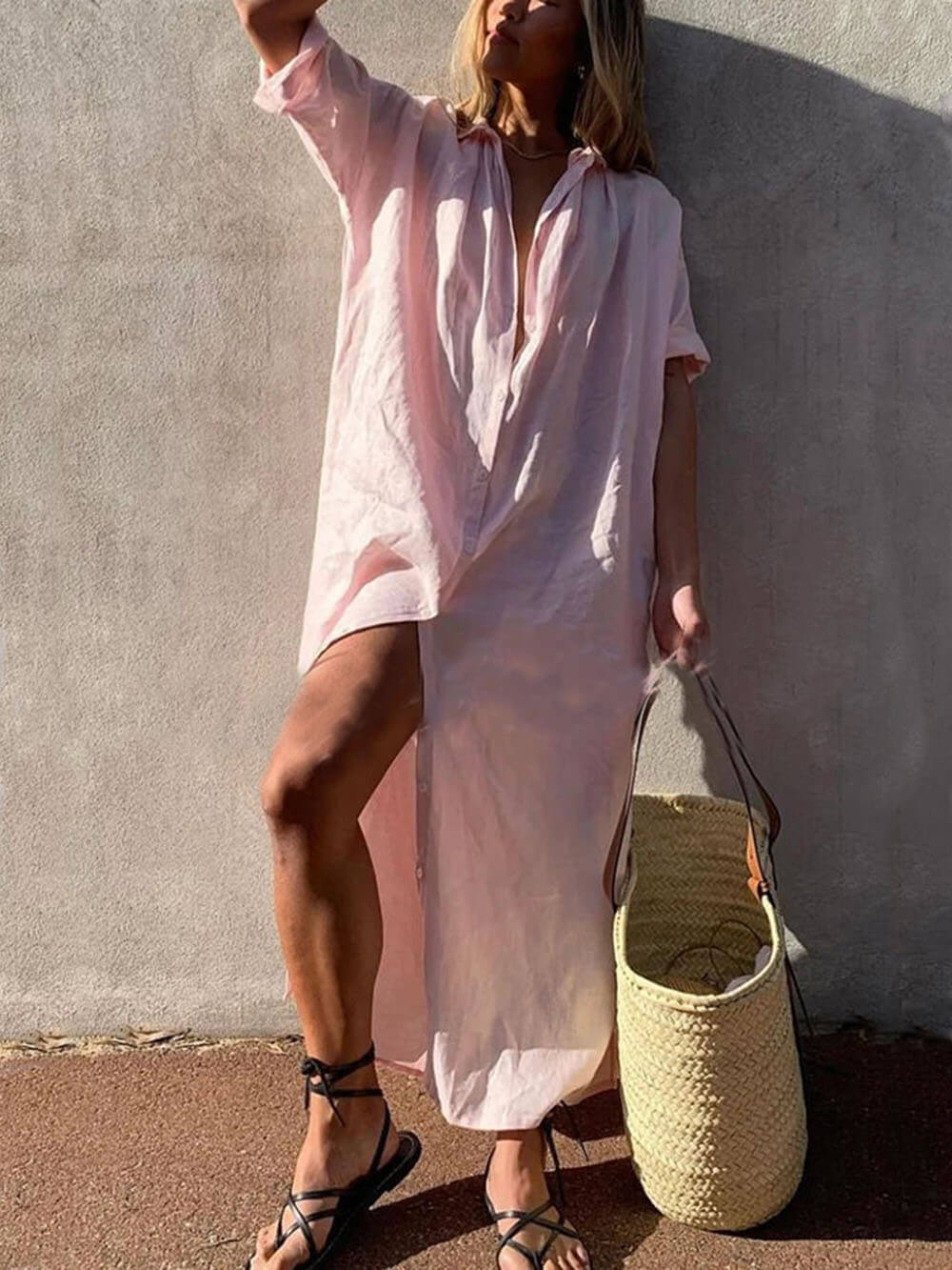 Concept Simple Shirt Dress - Women's in pink