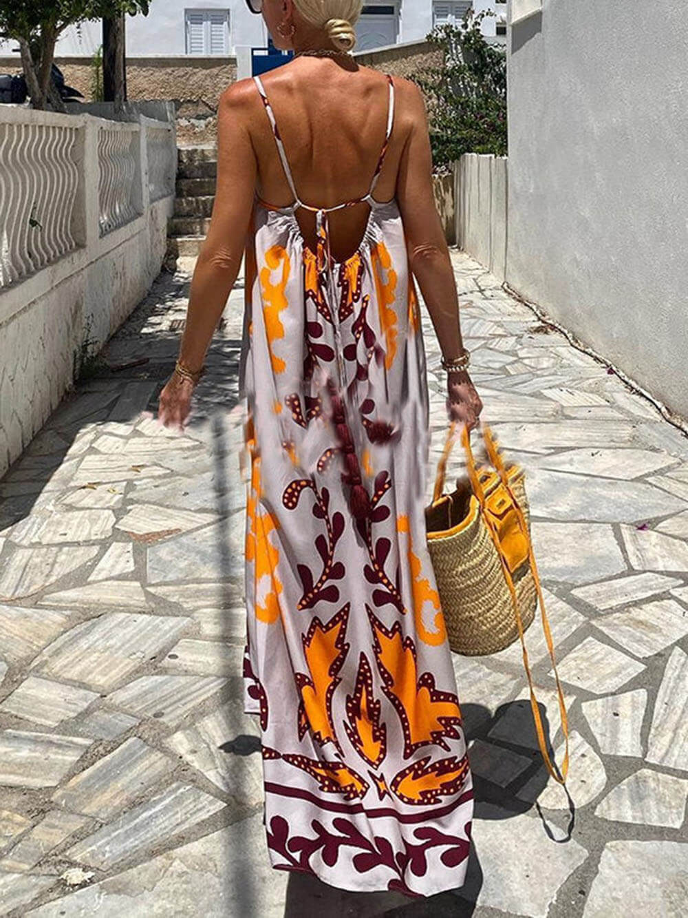 Loose Ethnic Printed Maxi Dress - Women's in multicolor