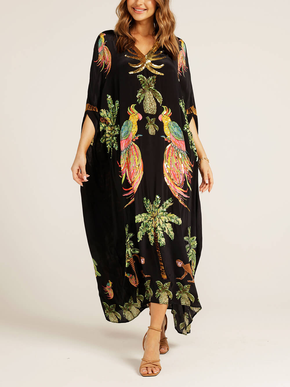 Unique Drop Printed Dress - Women's - Pink in black