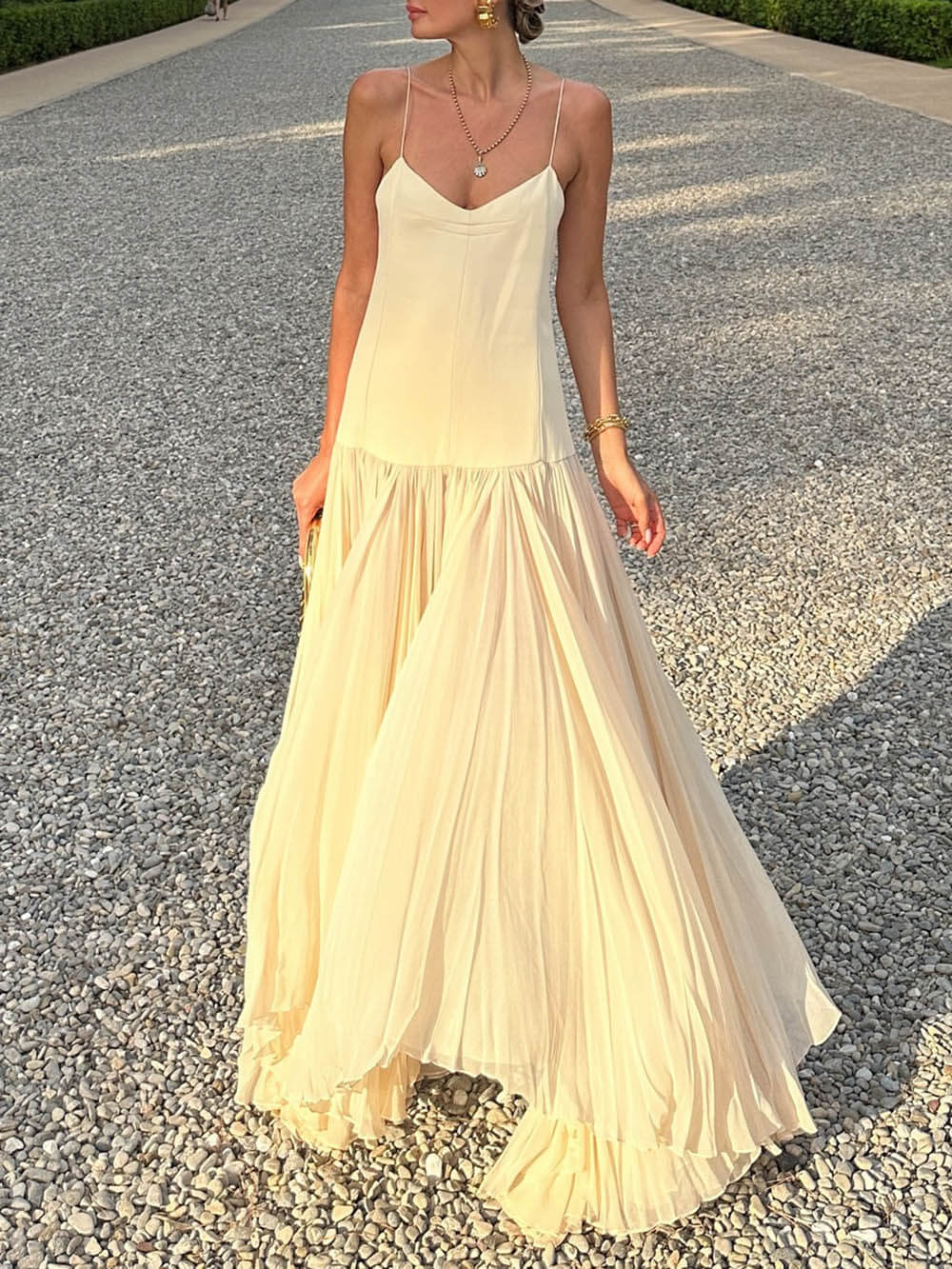 Strappy Drop Dress - Women's in beige