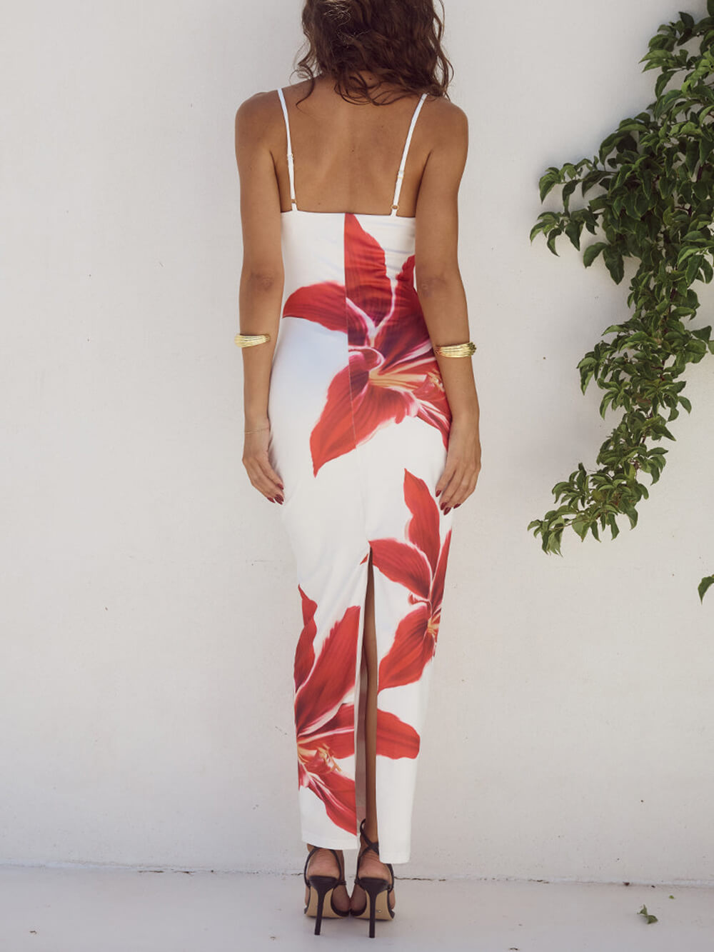 Polyester Floral Maxi Dress - Women's in white