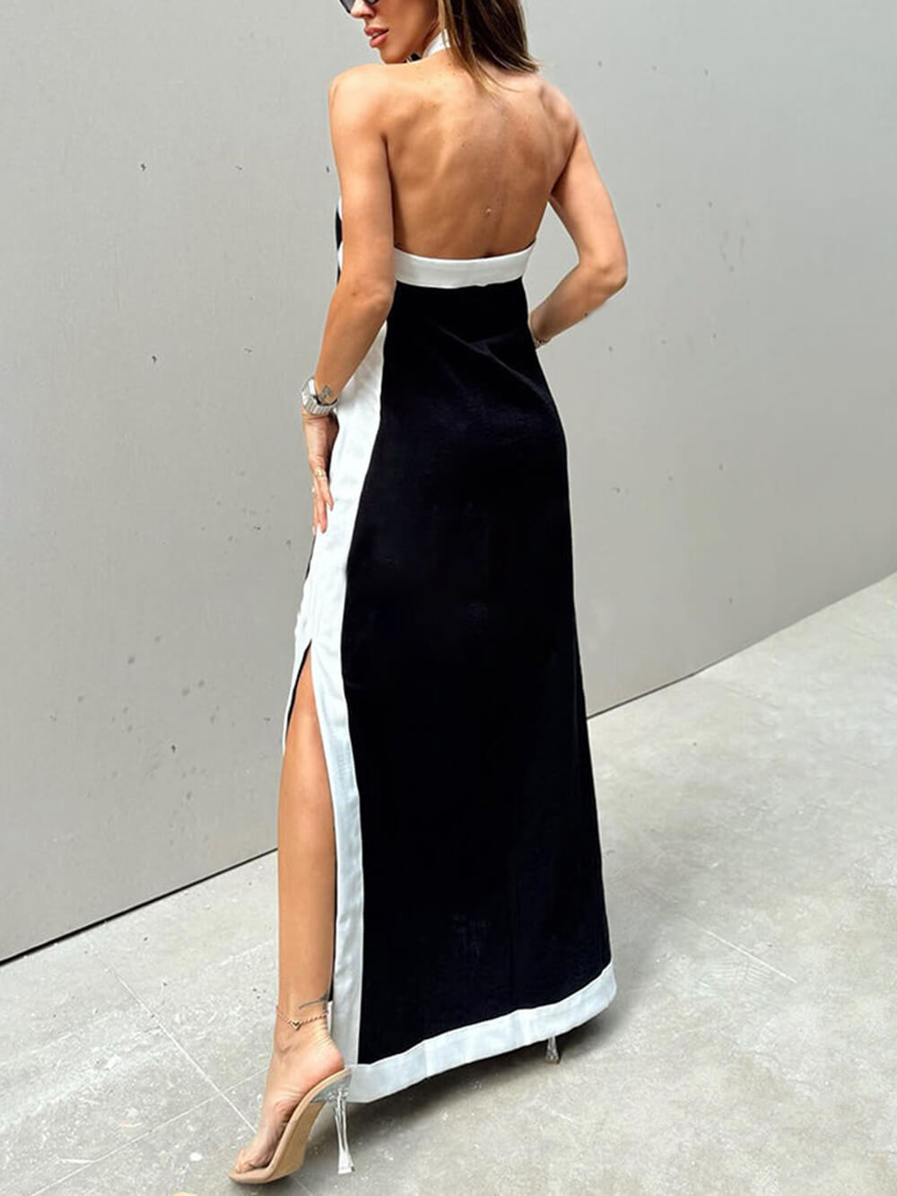 Halter Neck Maxi Dress - Women's in white