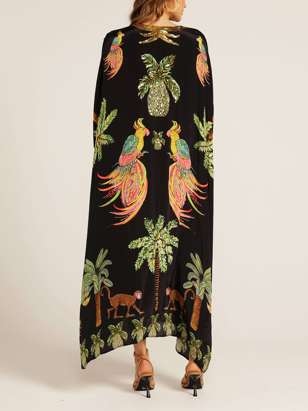 Unique Drop Printed Dress - Women's in black