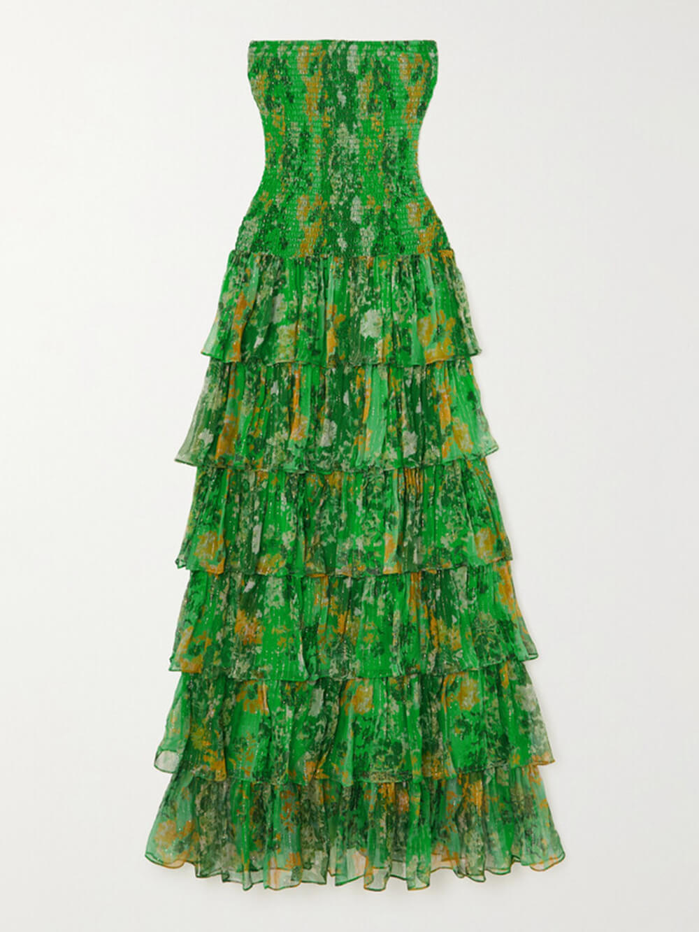 Strapless Layered Floral Maxi Dress - Women's in green