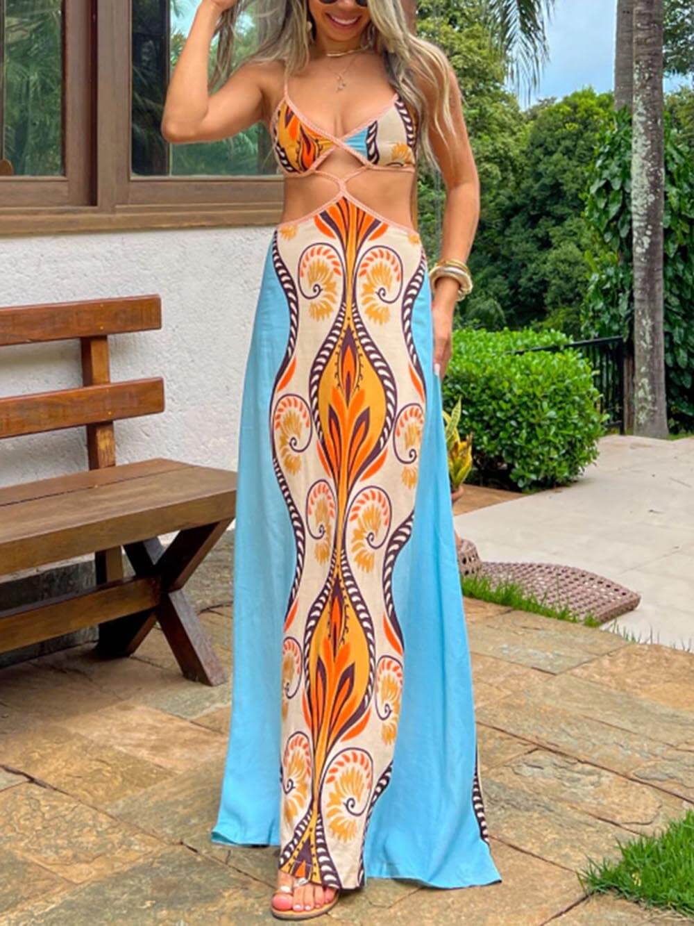Polyester Dress - Women's in blue