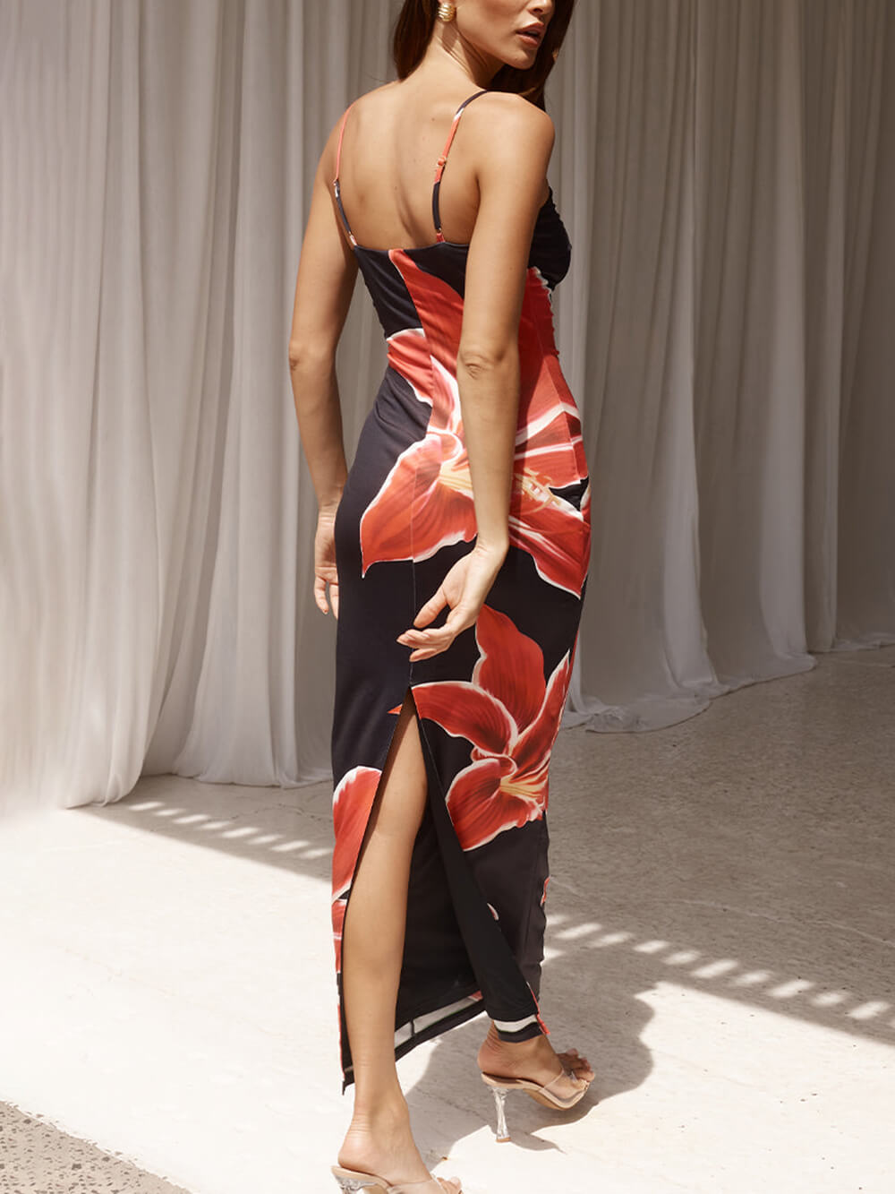 Polyester Floral Maxi Dress - Women's in white