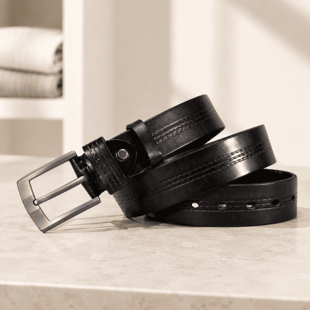 Rowan Full-Grain Leather Belt - Unisex in black