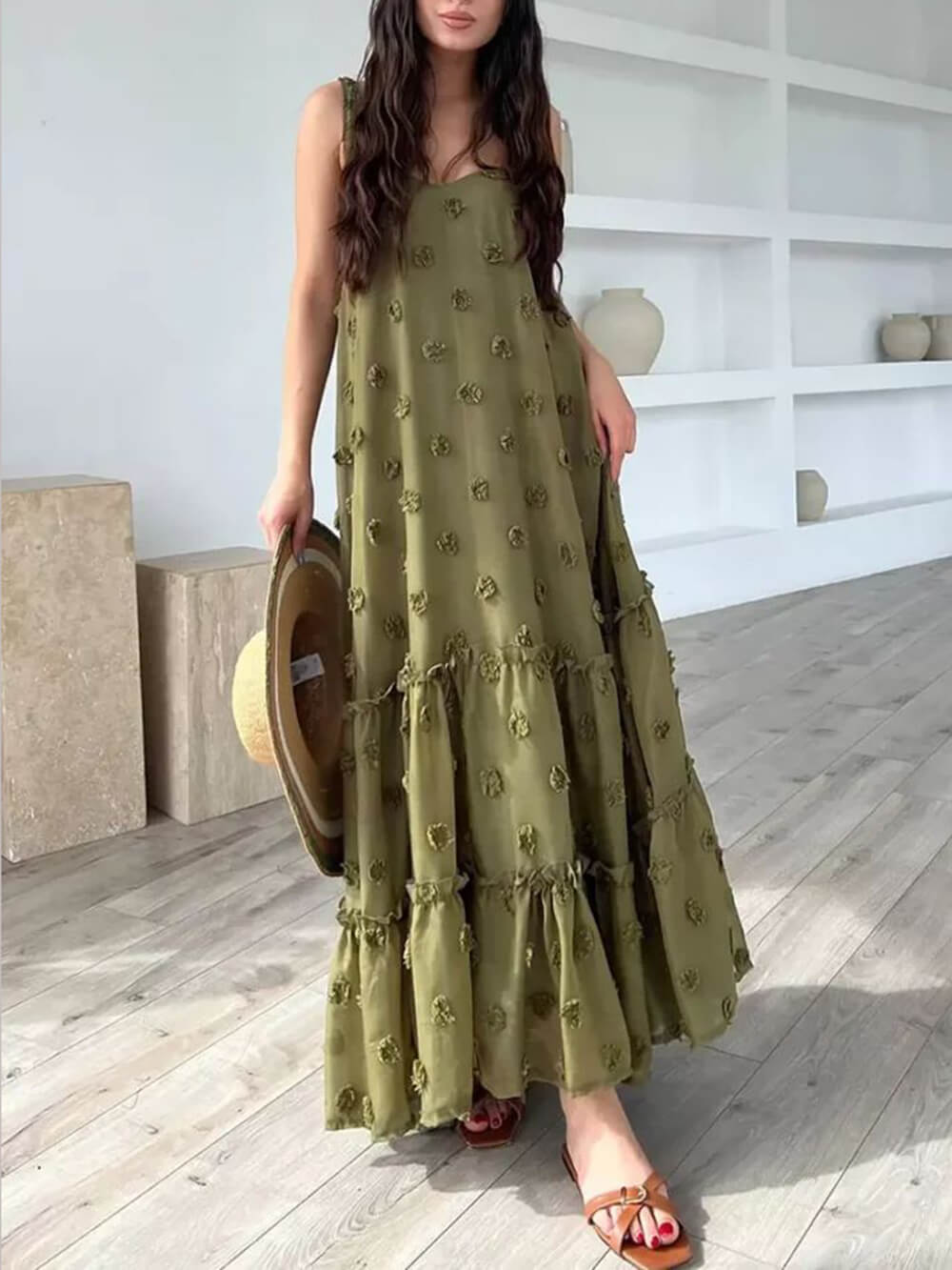 Polyester A-Line Maxi Dress - Women's in black