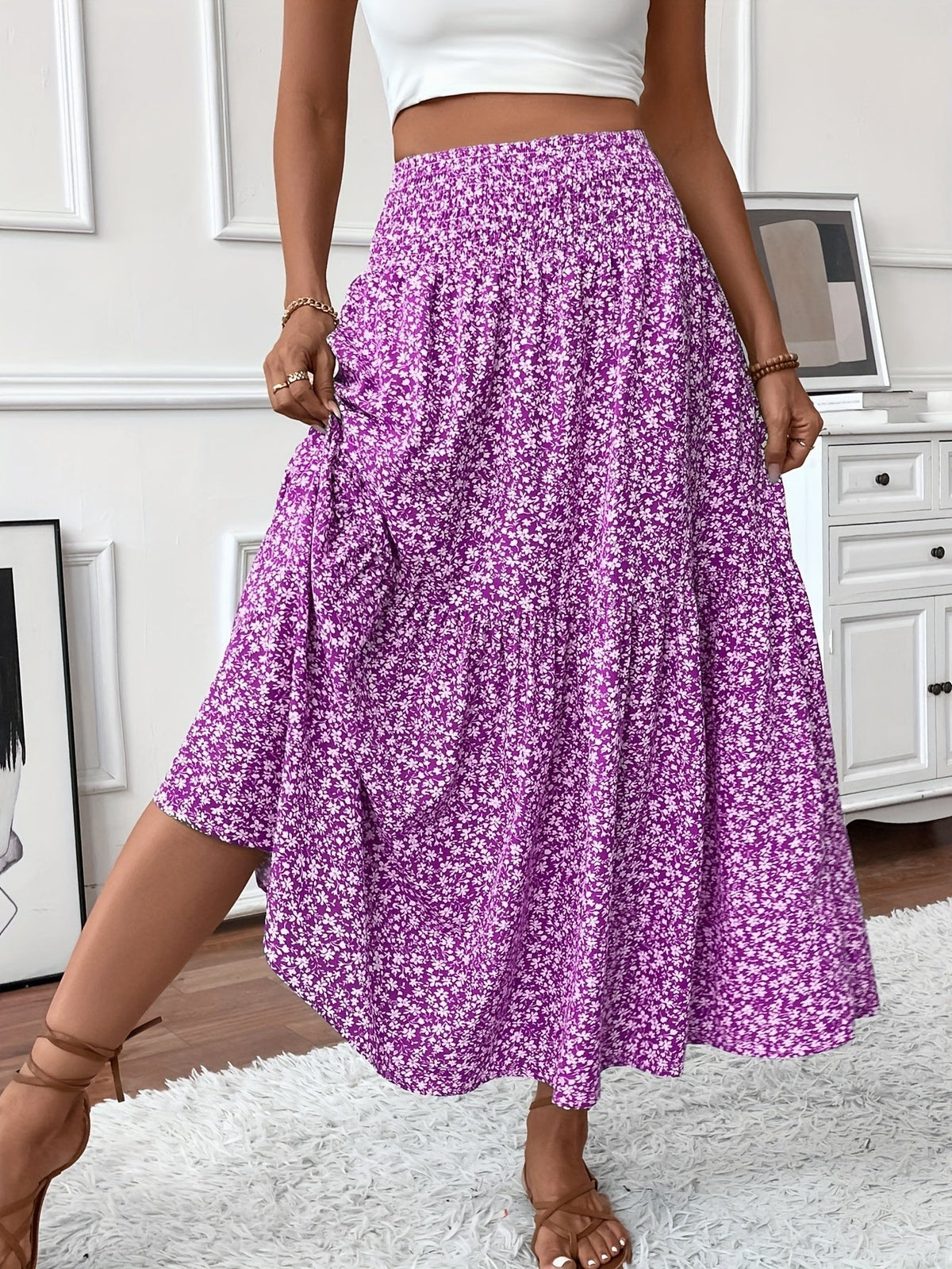 Elena Ditsy Floral Skirt - Women's in black