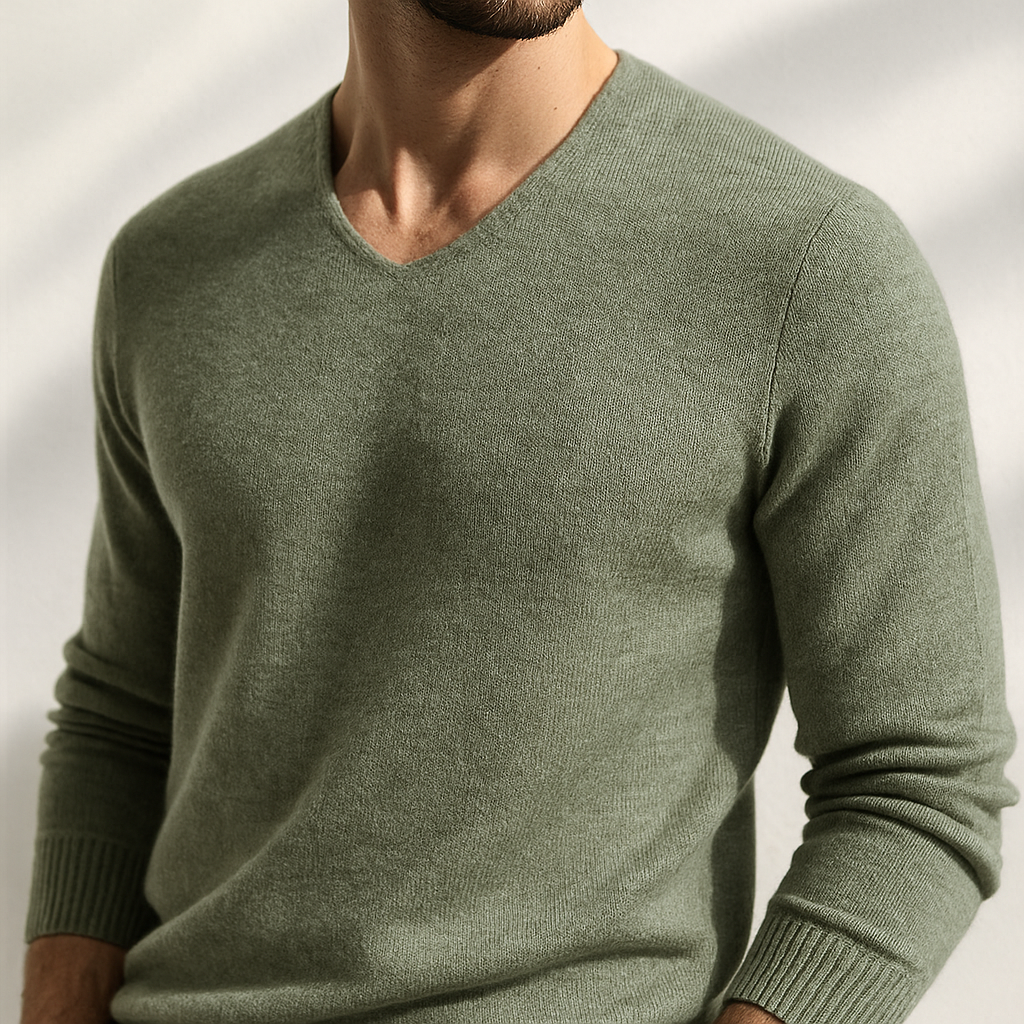 Huxford Cashmere V-Neck Sweater - Unisex in yellow