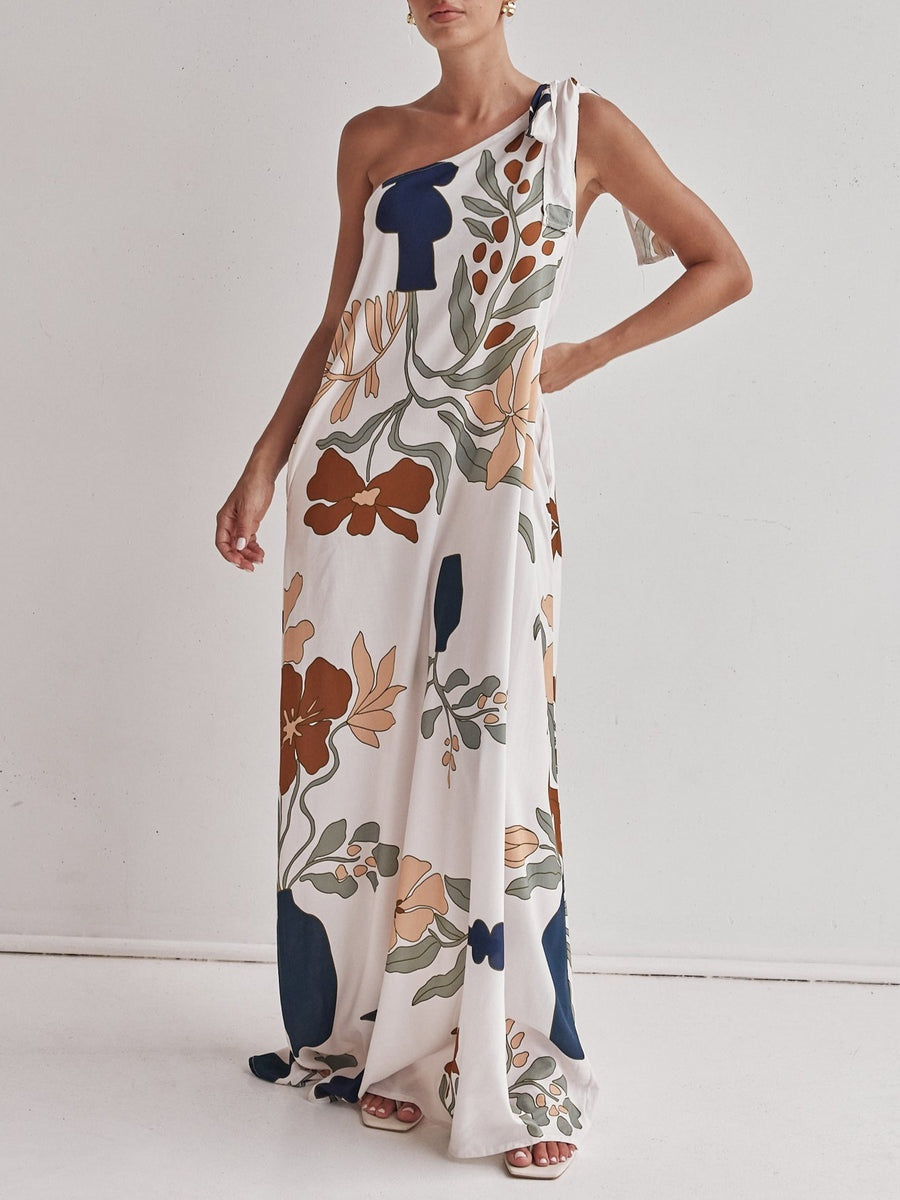 Printed Maxi Dress - Women's - White in white
