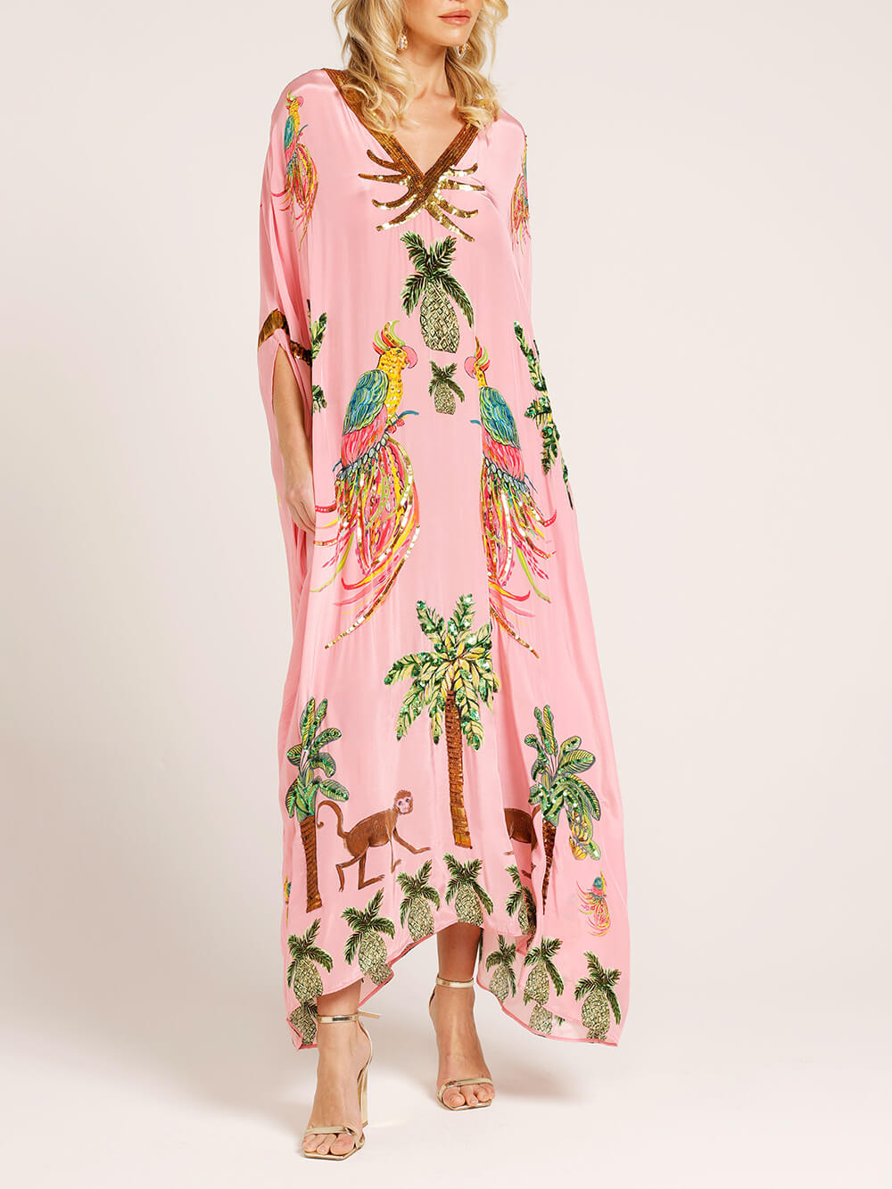Unique Drop Printed Dress - Women's in pink