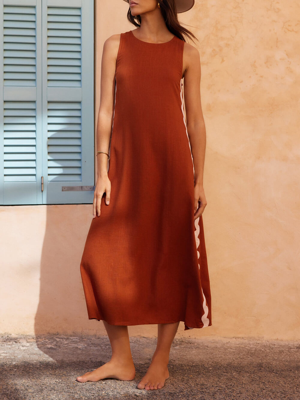 Stripes Side Dress - Women's in brown