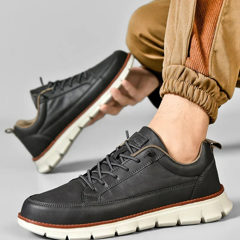 Leo Crafted Leather Sneakers - Men's in blue