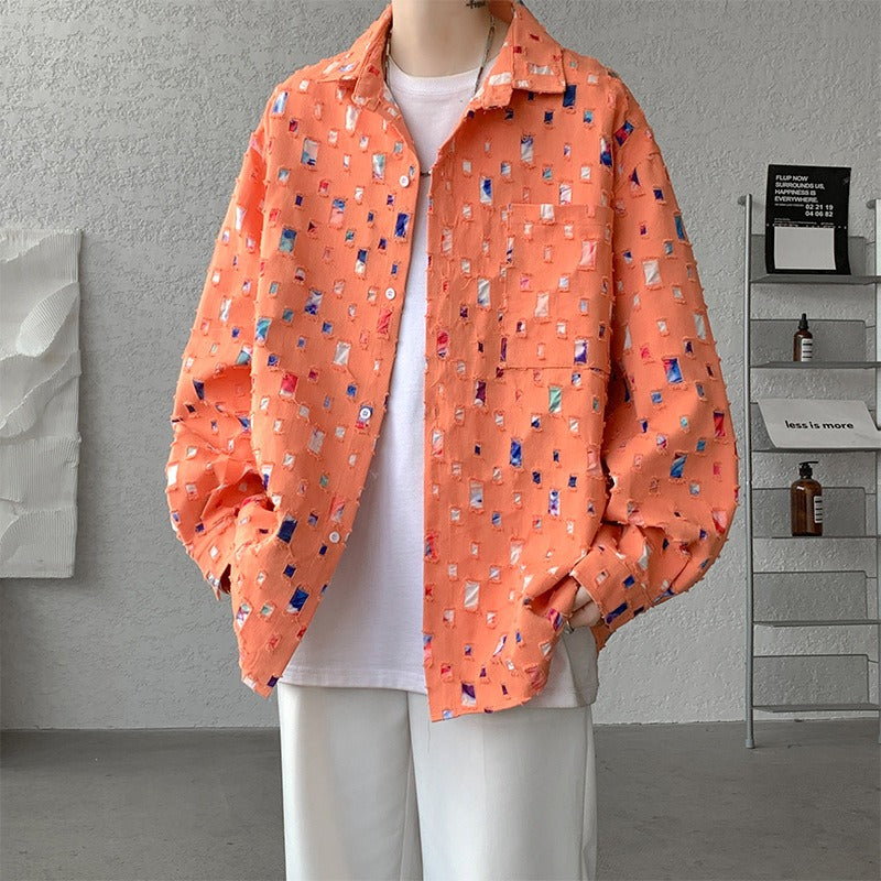 Mosaic Buttoned Jacket - Unisex in black