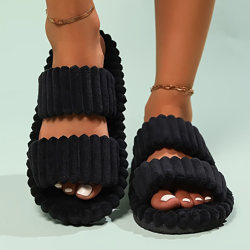 Mila Plush Slippers - Unisex in black