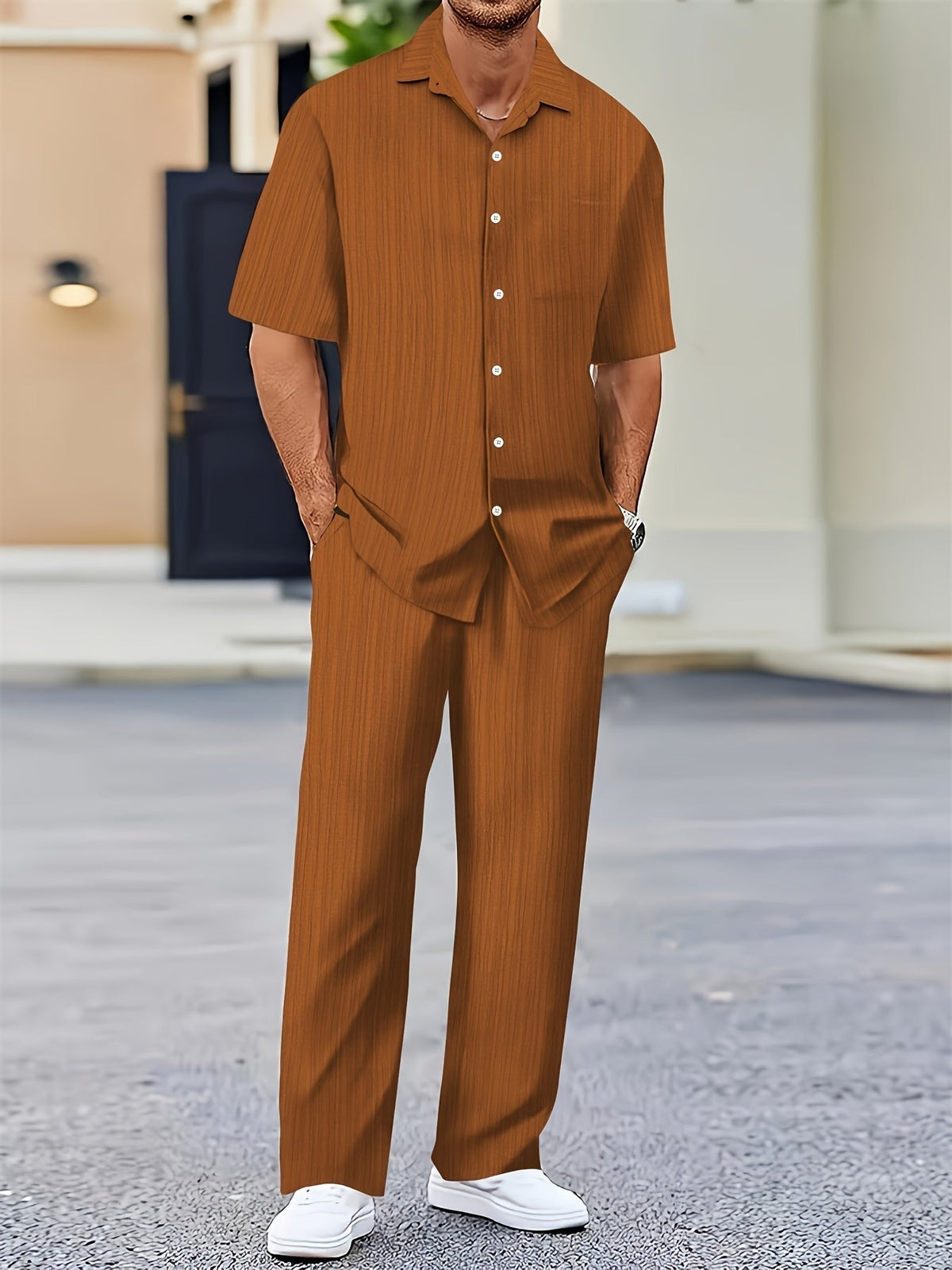 Elias Striped Set - Unisex in brown