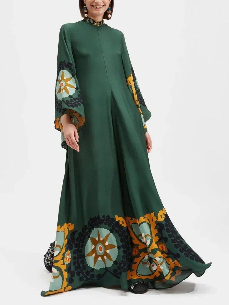 Multicolor Relaxed Printed Maxi Dress - Women's in green