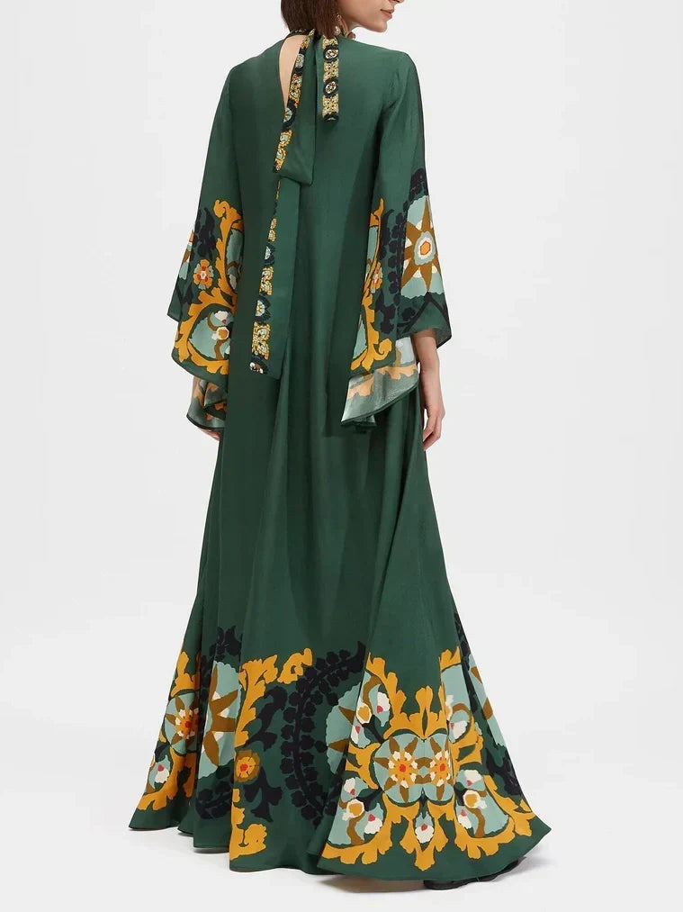 Multicolor Relaxed Printed Maxi Dress - Women's in green