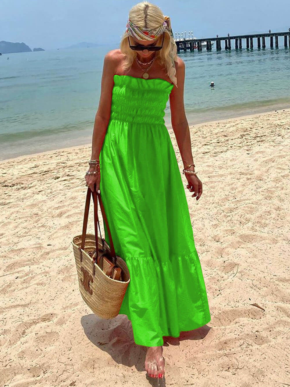 Off-Shoulder Maxi Dress - Women's in red