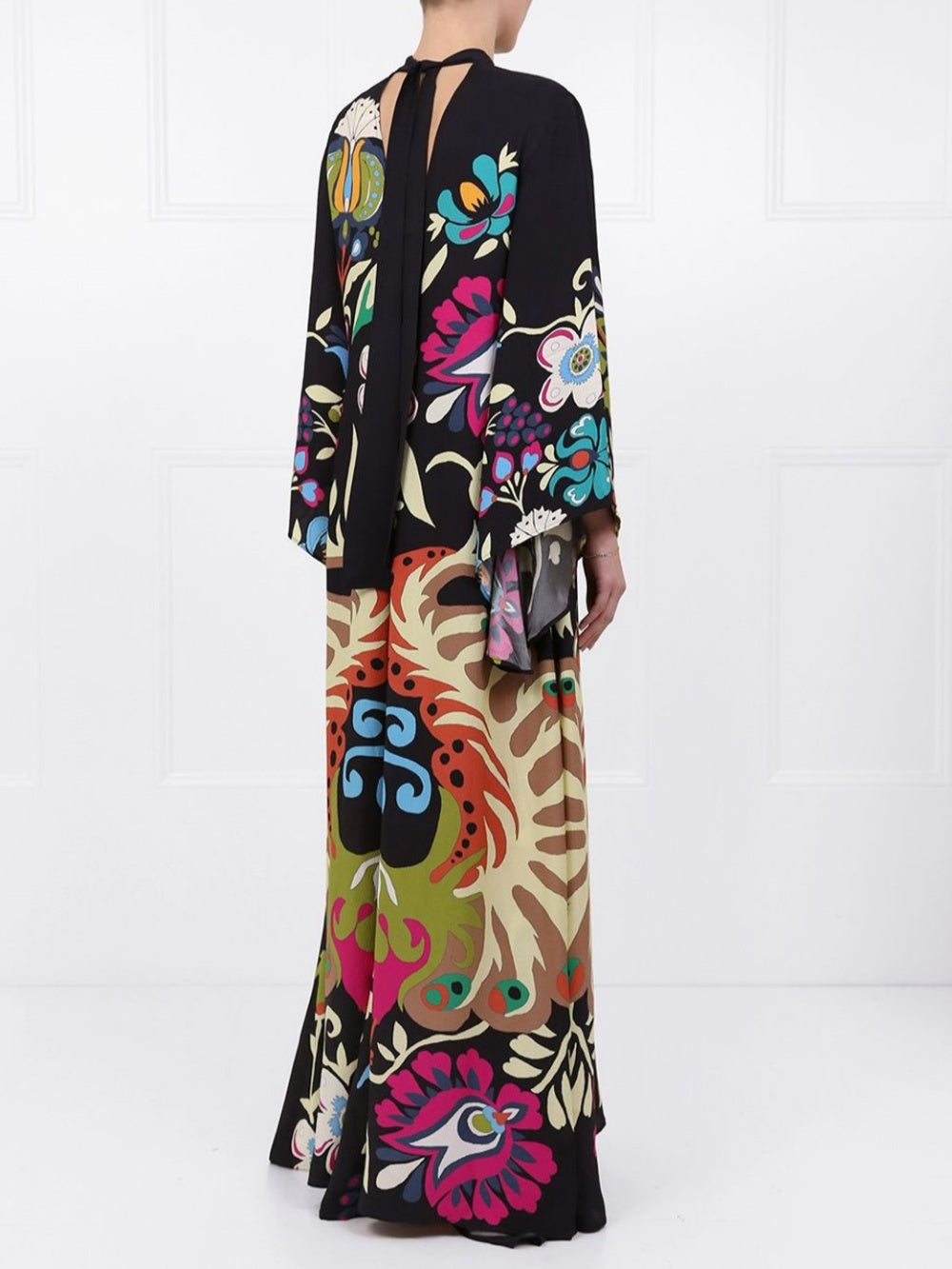 Peacock Printed Maxi Dress - Women's in multicolor