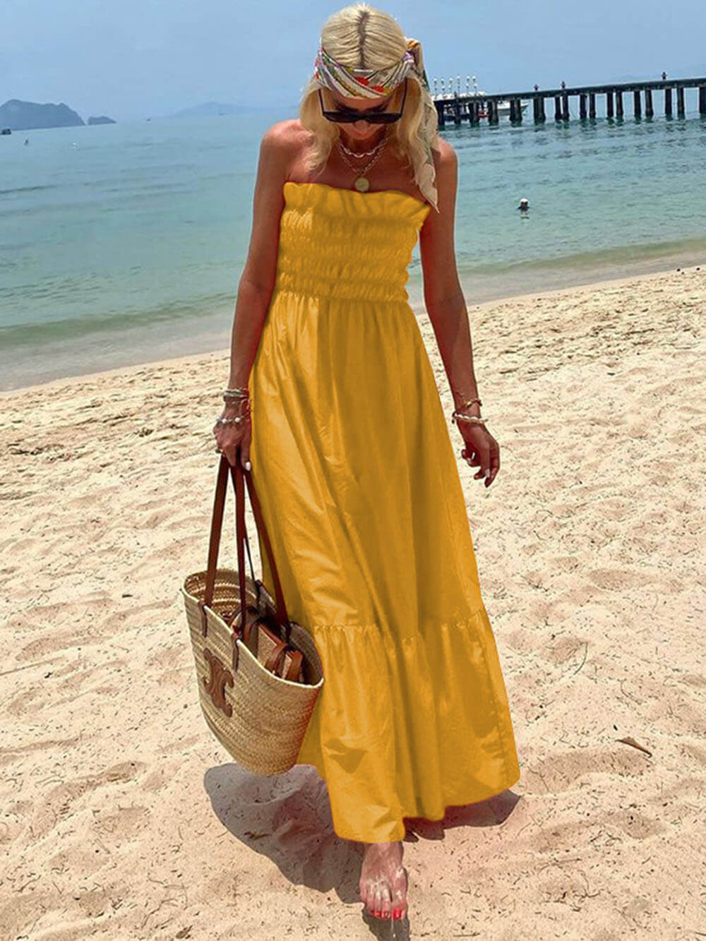 Off-Shoulder Maxi Dress - Women's in green