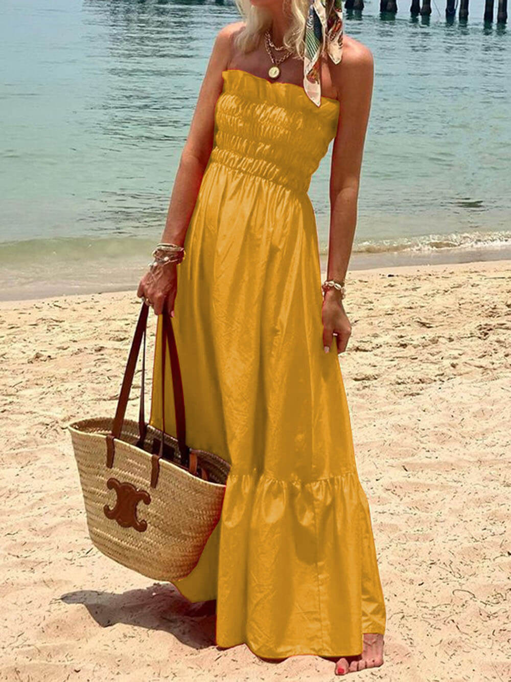 Off-Shoulder Maxi Dress - Women's in green