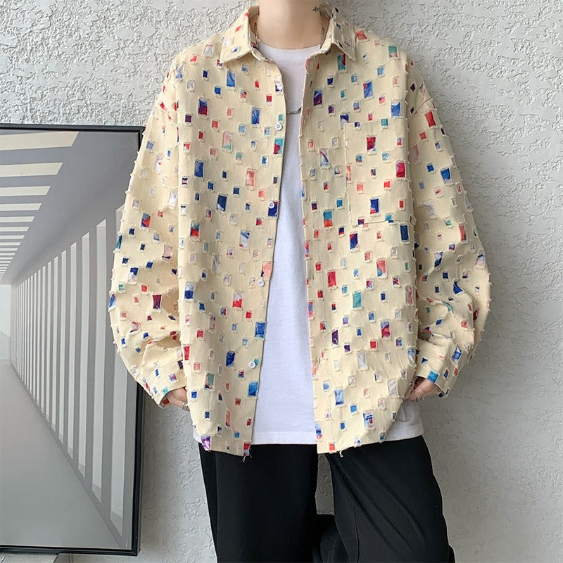 Mosaic Buttoned Jacket - Unisex in black