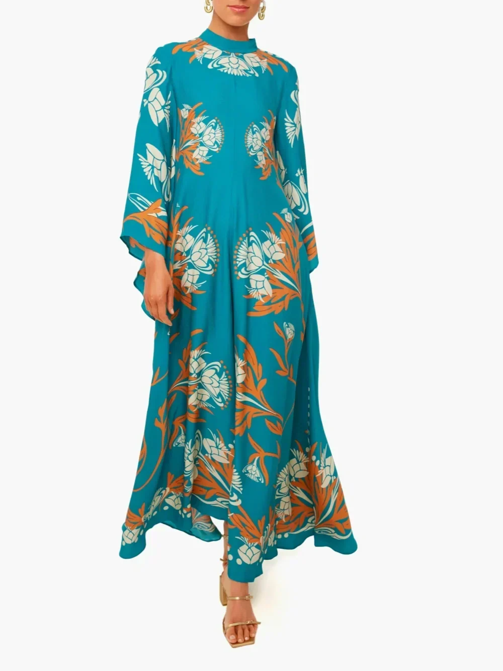 Printed Maxi Dress - Women's in blue