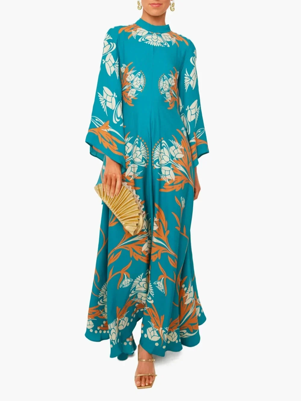 Printed Maxi Dress - Women's in blue