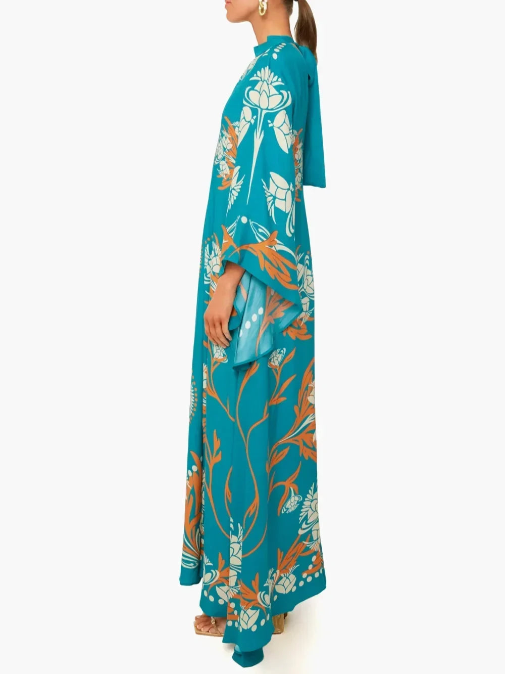 Printed Maxi Dress - Women's in blue