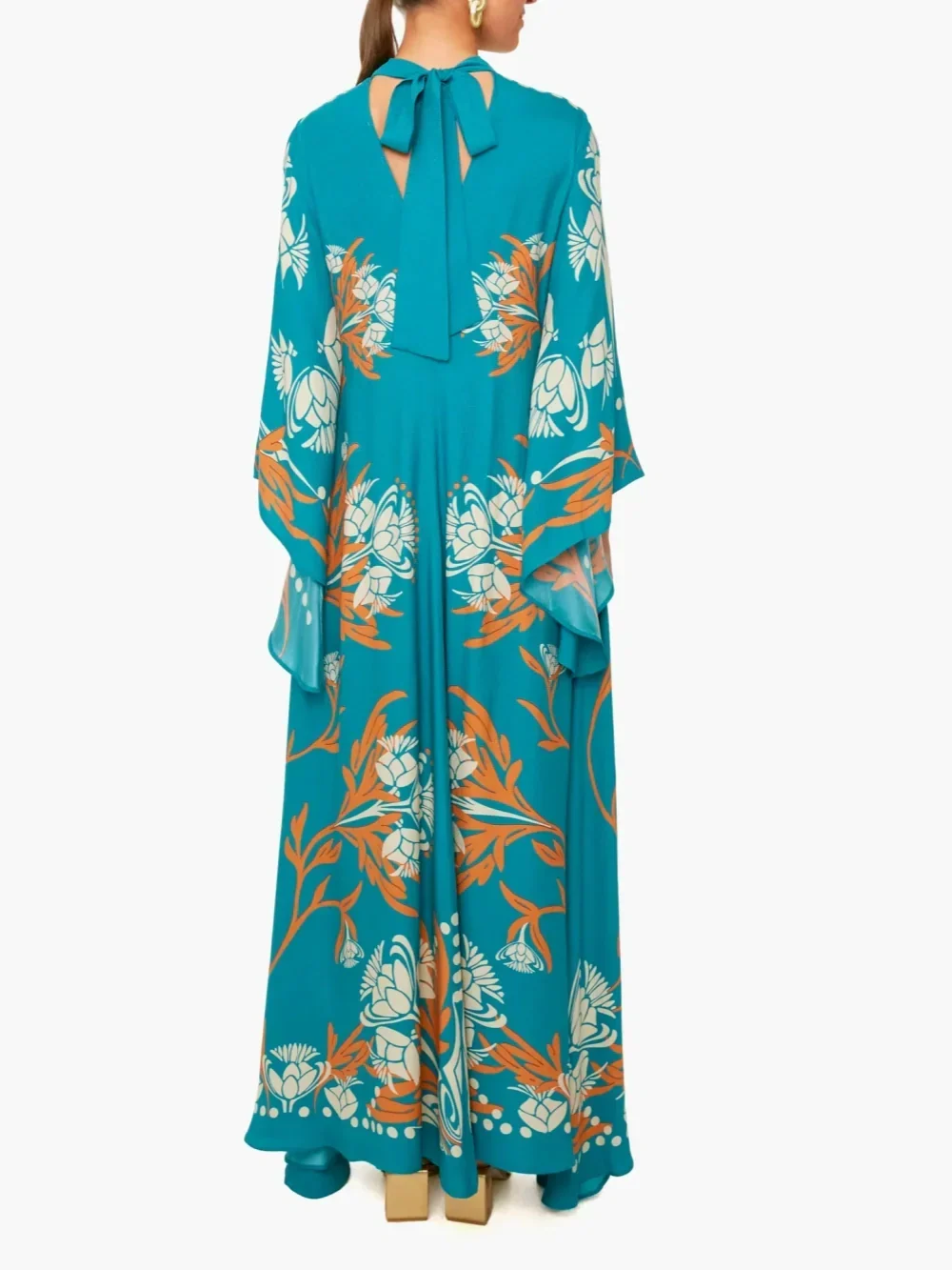 Printed Maxi Dress - Women's in blue