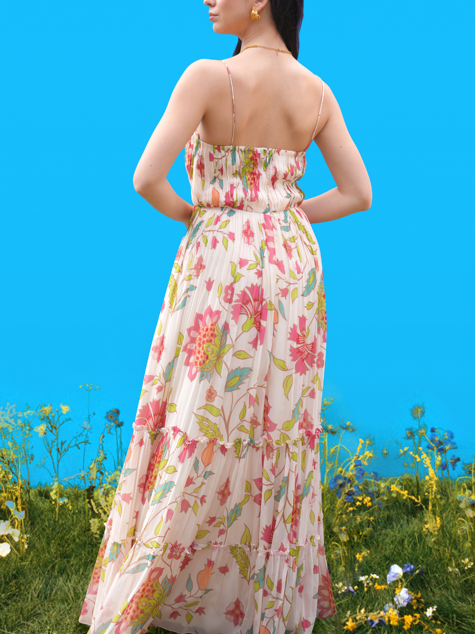 Hand-Drawn Prints Maxi Dress - Women's in pink